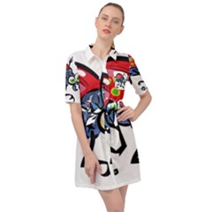 Bug Black Insect Animal Belted Shirt Dress by Sarkoni