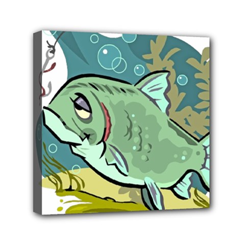 Fish Hook Worm Bait Water Hobby Mini Canvas 6  X 6  (stretched) by Sarkoni