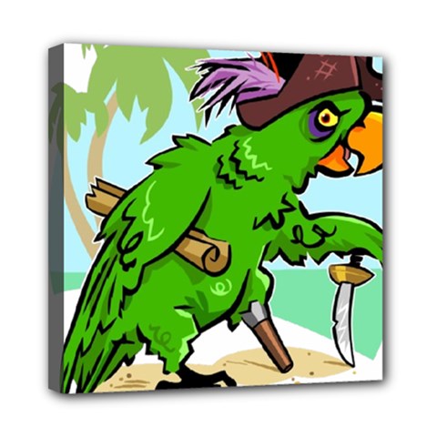 Parrot Hat Cartoon Captain Mini Canvas 8  X 8  (stretched) by Sarkoni