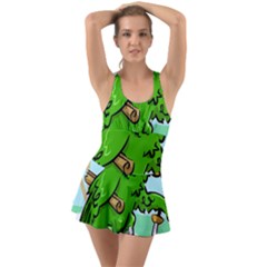 Parrot Hat Cartoon Captain Ruffle Top Dress Swimsuit by Sarkoni