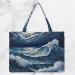 Waves Storm Sea Zipper Medium Tote Bag by Bedest