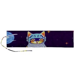 Cat Astronaut Space Retro Universe Roll Up Canvas Pencil Holder (l) by Bedest