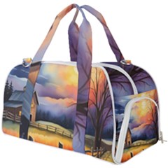 Rural Farm Fence Pathway Sunset Burner Gym Duffel Bag by Bedest