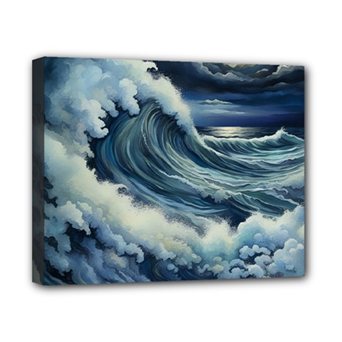 Waves Storm Sea Moon Landscape Canvas 10  X 8  (stretched) by Bedest