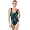 Foliage High Leg Strappy Swimsuit View1