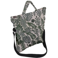 Plants Leaves Boho Botany Foliage Fold Over Handle Tote Bag by Bedest