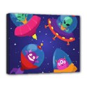 Cartoon Funny Aliens With Ufo Duck Starry Sky Set Canvas 14  x 11  (Stretched) View1