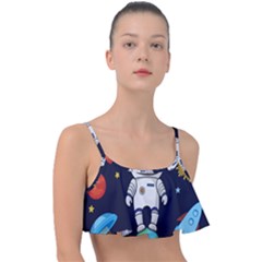 Boy Spaceman Space Rocket Ufo Planets Stars Frill Bikini Top by Ndabl3x