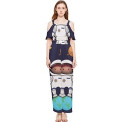Boy Spaceman Space Rocket Ufo Planets Stars Draped Sleeveless Chiffon Jumpsuit by Ndabl3x