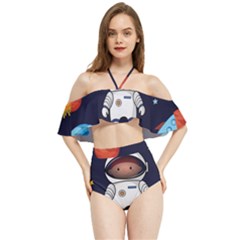 Boy Spaceman Space Rocket Ufo Planets Stars Halter Flowy Bikini Set  by Ndabl3x