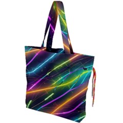 Vibrant Neon Dreams Drawstring Tote Bag by essentialimage