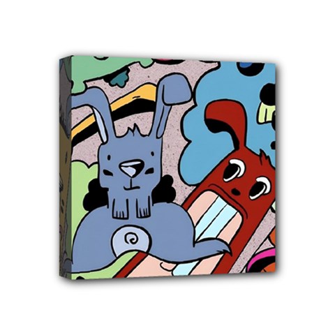 Graffiti Monster Street Theme Mini Canvas 4  X 4  (stretched) by Bedest
