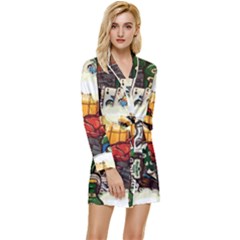 Graffiti Go Art Long Sleeve Satin Robe by Bedest