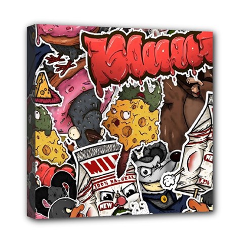 Stickerbomb Crazy Graffiti Graphite Monster Mini Canvas 8  X 8  (stretched) by Bedest