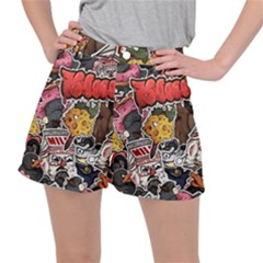 Stickerbomb Crazy Graffiti Graphite Monster Women s Ripstop Shorts by Bedest