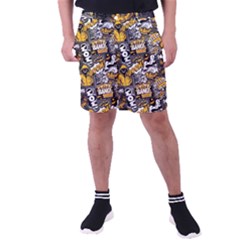 Boom Bang Art Crazy Drawing Graffiti Hello Retro Sayings Yellow Men s Pocket Shorts by Bedest