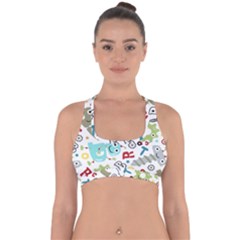 Seamless Pattern Vector With Funny Robots Cartoon Cross Back Hipster Bikini Top  by Hannah976