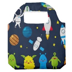Big Set Cute Astronauts Space Planets Stars Aliens Rockets Ufo Constellations Satellite Moon Rover V Premium Foldable Grocery Recycle Bag by Hannah976