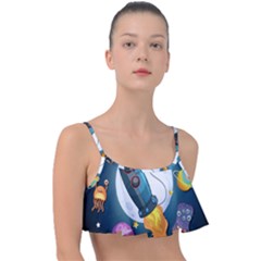Spaceship Astronaut Space Frill Bikini Top by Hannah976