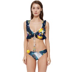Spaceship Astronaut Space Low Cut Ruffle Edge Bikini Set by Hannah976