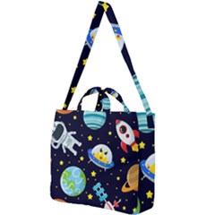 Space Seamless Pattern Illustration Square Shoulder Tote Bag by Hannah976