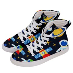 Space Seamless Pattern Cartoon Art Men s Hi-top Skate Sneakers by Hannah976