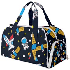 Seamless Adventure Space Vector Pattern Background Burner Gym Duffel Bag by Hannah976