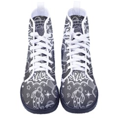 Vector Flat Space Design Background With Text Kid s High-top Canvas Sneakers by Hannah976