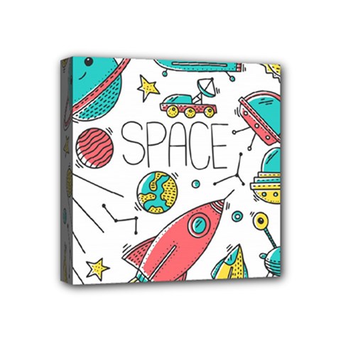 Space Cosmos Seamless Pattern Seamless Pattern Doodle Style Mini Canvas 4  X 4  (stretched) by Hannah976