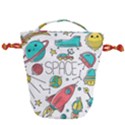 Space Cosmos Seamless Pattern Seamless Pattern Doodle Style Drawstring Bucket Bag View1