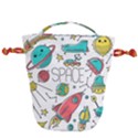 Space Cosmos Seamless Pattern Seamless Pattern Doodle Style Drawstring Bucket Bag View2