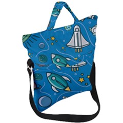 About Space Seamless Pattern Fold Over Handle Tote Bag by Hannah976