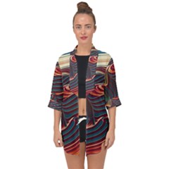 Dessert Storm Wave  pattern  Open Front Chiffon Kimono by coffeus