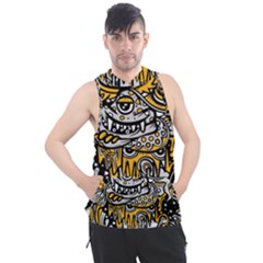 Crazy Abstract Doodle Social Doodle Drawing Style Men s Sleeveless Hoodie by Hannah976