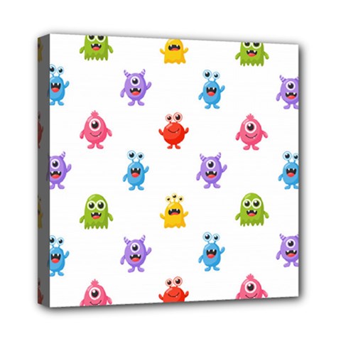 Seamless Pattern Cute Funny Monster Cartoon Isolated White Background Mini Canvas 8  X 8  (stretched) by Hannah976