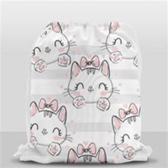 Cat With Bow Pattern Drawstring Bag (small) by Hannah976