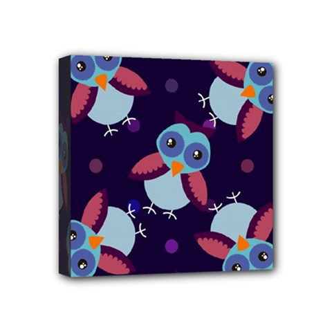 Owl Pattern Background Mini Canvas 4  X 4  (stretched) by Hannah976