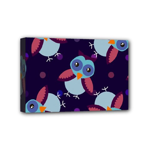 Owl Pattern Background Mini Canvas 6  X 4  (stretched) by Hannah976
