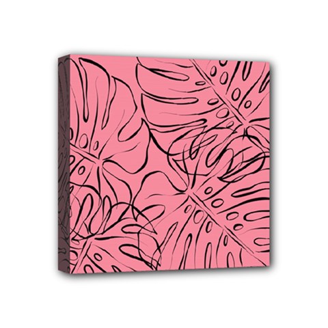Pink Monstera Mini Canvas 4  X 4  (stretched) by ConteMonfrey