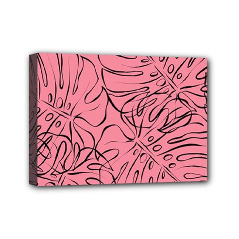 Pink Monstera Mini Canvas 7  X 5  (stretched) by ConteMonfrey