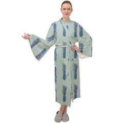 Blue King Pineapple  Maxi Velvet Kimono by ConteMonfrey