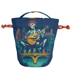 Grateful Dead Singing Skeleton Drawstring Bucket Bag by Bedest