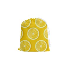 Lemon Fruits Slice Seamless Pattern Drawstring Pouch (small) by Ravend