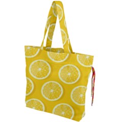 Lemon Fruits Slice Seamless Pattern Drawstring Tote Bag by Ravend
