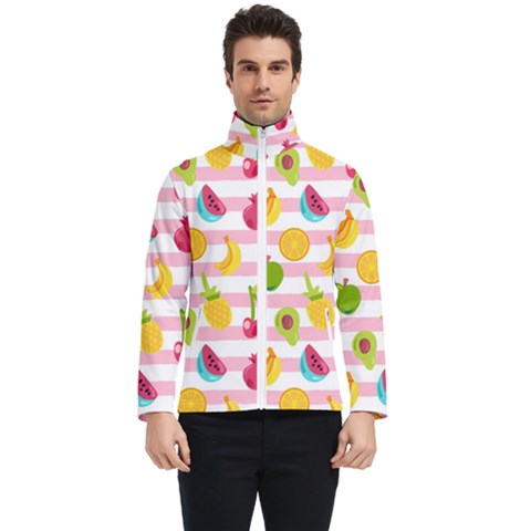 Tropical Fruits Berries Seamless Pattern Men s Bomber Jacket by Ravend