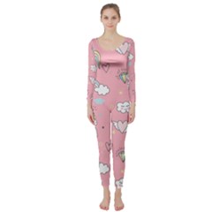 Cute Unicorn Seamless Pattern Long Sleeve Catsuit by Apen