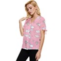 Cute Unicorn Seamless Pattern Bow Sleeve Button Up Top View2