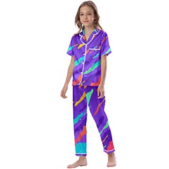 Multicolored Abstract Background Kids  Satin Short Sleeve Pajamas Set by Apen