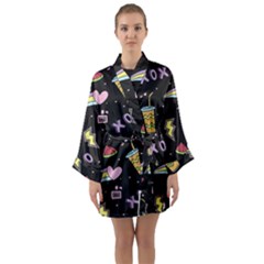 Cute Girl Things Seamless Background Long Sleeve Satin Kimono by Apen