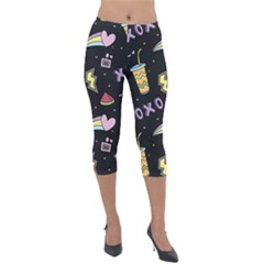 Cute Girl Things Seamless Background Lightweight Velour Capri Leggings  by Apen